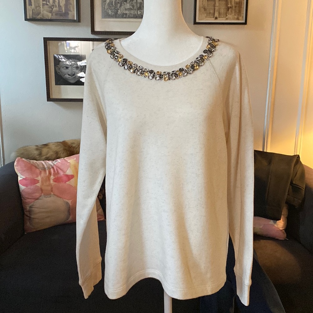 JCREW Jeweled Sweatshirt, Sz L
